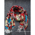 Fashion ladies 100 acrylic tribal print floral winter scarf